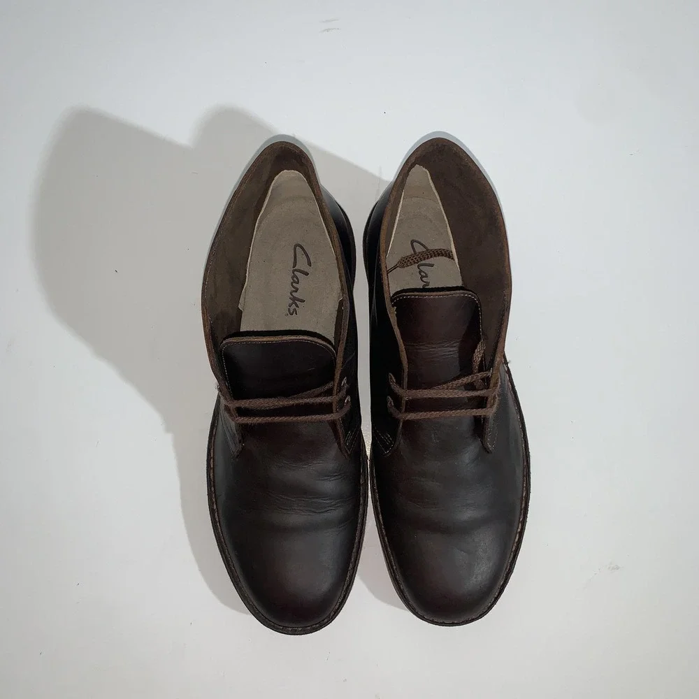 Clarks Boots Mens Size 11 Brown Leather Chukka Ankle Casual Lace Up Comfort